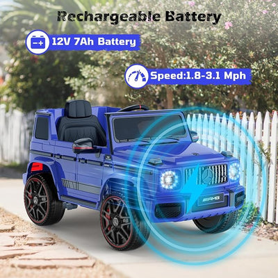 ANPABO Licensed Mercedes-Benz G63 Car for Kids, 12V 7AH Ride on Car w/Parent Remote Control, LED Headlights, Music Player & Horn, Soft Start, Low Battery Prompt, Kids Electric Car, Blue