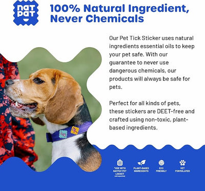 NATPAT Outdoor Pet Patches for Dogs & Cats | Plant Based Essential Oils | Safe for Pets | Non-Toxic, Easy to Apply - 48 Patches - Locket Sold Separately