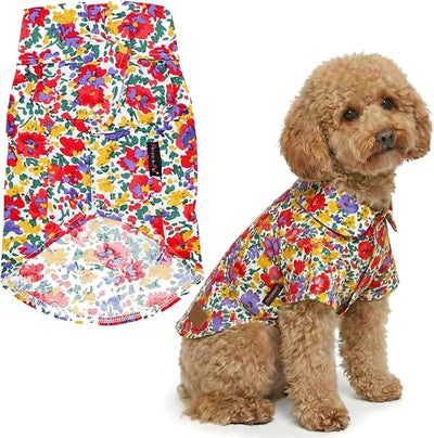 Parisian Pet Floral Dog Shirt - Cotton Clothes for Large Dogs - Stylish Dog Beach Outfit - Lightweight and Soft Puppy Clothes - Trendy Camp Tshirts for Dogs - Comfortable Summer Vacation Pet Apparel