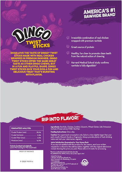 Dingo Twist Sticks (50 Count) and DreamBone Twist Sticks (50 Count) - Chicken Flavored Rawhide and Rawhide-Free Dog Chews