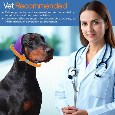 Dog Ear Muffs & Swim Cap and No Shake Ear Wrap for Bathing, Hematoma, Drying & Noise Anxiety Relief - Elastic Waterproof Ear Protection with Calming Hoodie for Grooming