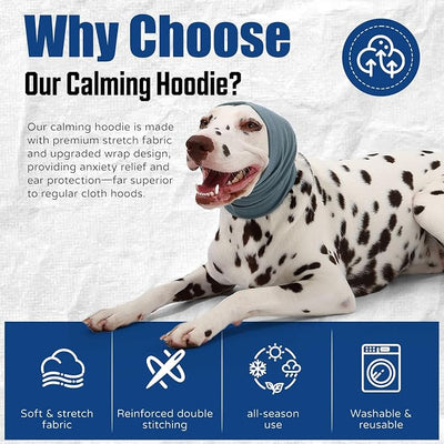 Dog Calming Hoodie Quiet Head Cover Sleeves Anxiety Relief/Noise Protection - Grooming - Thunder - Fireworks