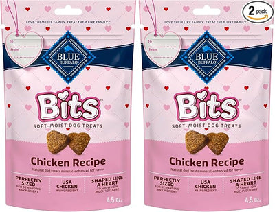 Blue Buffalo Valentine Blue Bits Natural SoftMoist Training Dog Treats Chicken Recipe 4.5-oz Bag (Pack of 2)