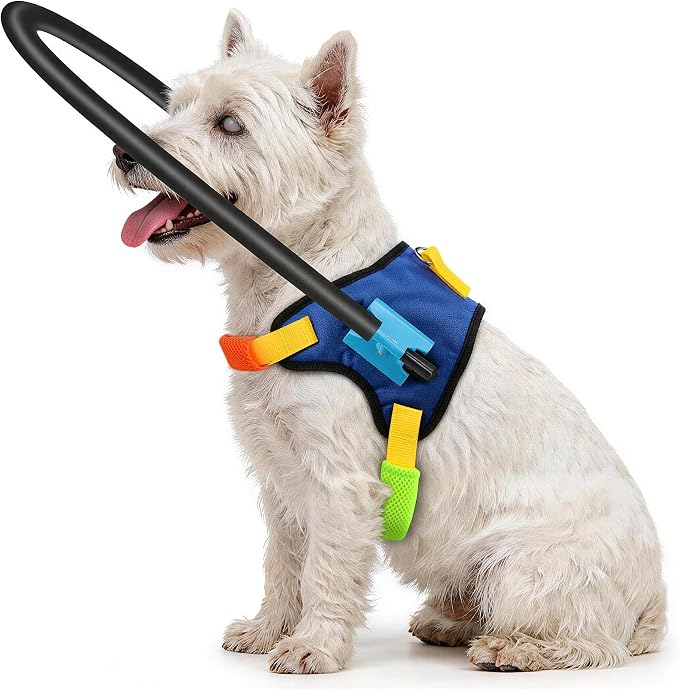 Anti Collision Blind Dog Halo Harness, No-Shock Protective Collar for Visually Impaired Dogs, Adjustable Secure Vest for Blind Dog Comfort Safety(12-16")