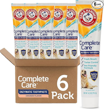 Arm & Hammer Complete Care Enzymatic Dog Toothpaste with Baking Soda and Calcium, Fluoride-Free Chicken Flavor for Plaque, Tartar, and Fresh Breath, 6.2 Oz Value Size - 6 Pack