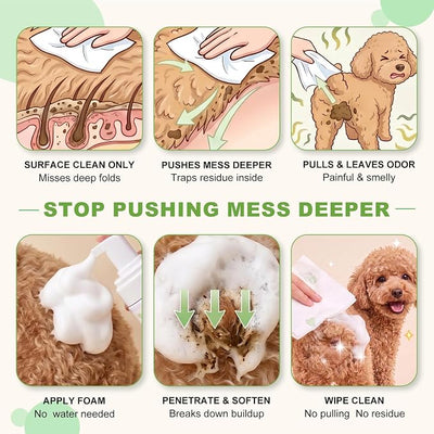 Pet Anal Gland Cleaner & Dog Butt Wash Mousse - No-Rinse Deodorizing Foam for Dogs & Cats - Deep Cleansing for Itchy Scooting, Fishy Odors & Sticky Mess