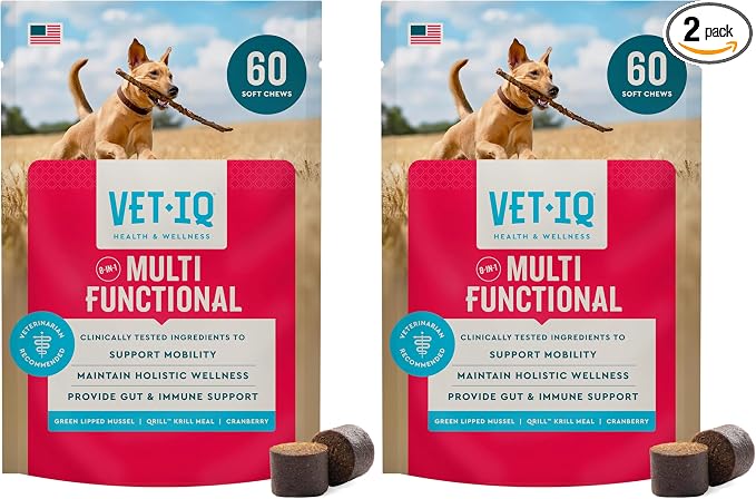 VetIQ 8-in-One Multifunctional Supplement for Dogs, Supports Hip & Joint, Urinary Tract, Immune System, Skin Health and Heart Health, Soft Chews, Made in The USA, (Pack of 120)
