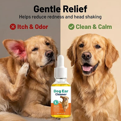 Dog Ear Drops for Infection & Yeast – Ear Meds for Dogs, Itch & Wax Removal, Shaking Head Relief, Alcohol-Free Ear Cleaner for Puppies | 1 oz