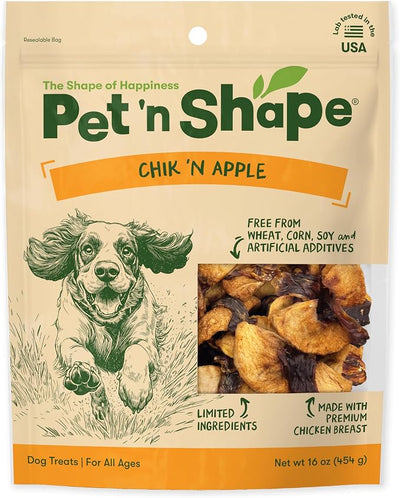 Pet ‘n Shape Chik 'n Apple Jerky - Natural Wrapped Dog Treats – 16 Oz