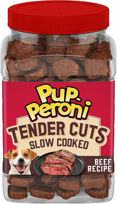 Pup-Peroni Tender Cuts, Beef Recipe Dog Treats Slow Cooked for 4 Hours, 20 Oz. Canister