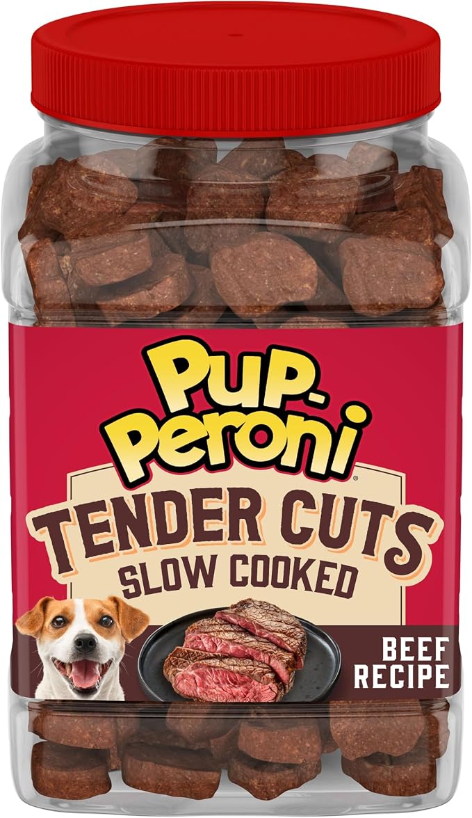 Pup-Peroni Tender Cuts, Beef Recipe Dog Treats Slow Cooked for 4 Hours, 20 Oz. Canister