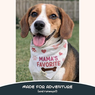 Funny Snap-On Dog Bandana for Small Medium Large Pets, Dogs Cats Adjustable Handkerchief Scarf for Girl & Boy, Cute Puppy Apparel & Accessories (Mama's Favorite, Small)
