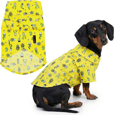 Parisian Pet Cactus Dog Shirt - Cotton Clothes for Large Dogs - Stylish Tropical Yellow Dog Outfit - Lightweight and Soft Puppy Clothes - Trendy Tshirts for Dogs - Comfortable Summer Camp Pet Apparel