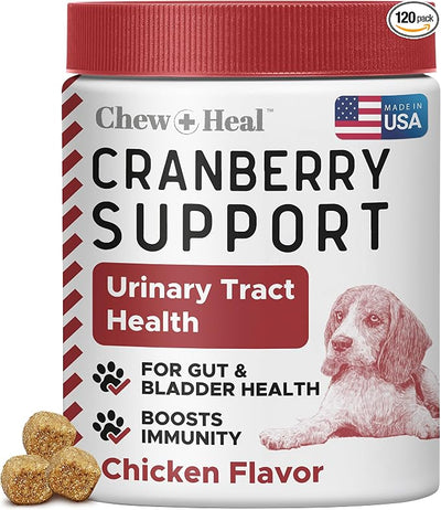 Dog UTI Treatment Cranberry Supplement for Dogs, 120 Soft Chews - Natural Urinary Tract Infection Support and Healthy Bladder Control – Made with Echinacea and Vitamin C
