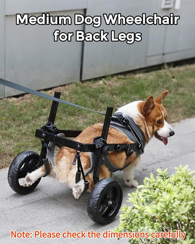 Adjustable Medium Dog Wheelchair for Back Legs, Upgraded Wheel, Disabled Pets, Leg Brace, Mobility Aid for Medium Pets, Hind Limb Rehabilitation, Older, Disabled (M/L(Chest 19.7-25.6in))
