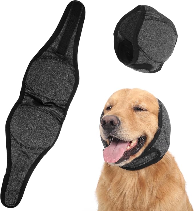 Dog Noise Cancelling Ear Muffs, Dog Ear Muffs Noise Protection | Quiet Ears for Dogs, Dog Ear Wrap, Adjustable Comfortable Quiet Calming Dogear Plugs Cover (Grey)