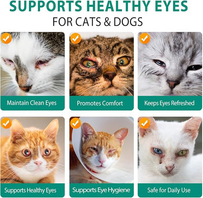 ISUNRISE Dog and Cat Eye Wash & Tear Stain Cleaner, Eye Drops for Dog and Cat Eye Infection Treatment to Soothe Irritation, Relieve Dry Eyes Pink Eyes, Safe & Gentle for All Animals, 3.38 fl oz