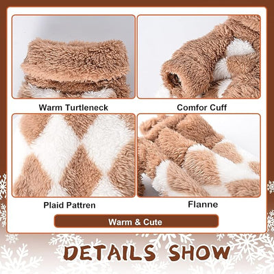 Sebaoyu Turtleneck Dog Pajamas for Small Dogs, Fleece Sweater, Winter Cute Tiny Clothes Outfit Puppy Pet Jumpsuits Chihuahua Yorkie Cat Clothing(Beige, Medium)
