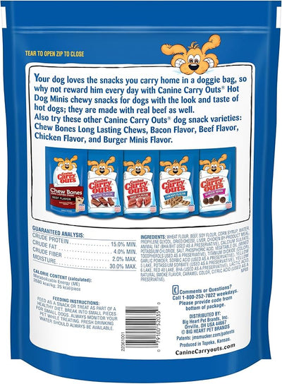 Canine Carry Outs Dog Treats, Hot Dog Minis, 22.5 Ounce (Pack of 4), Made with Real Beef