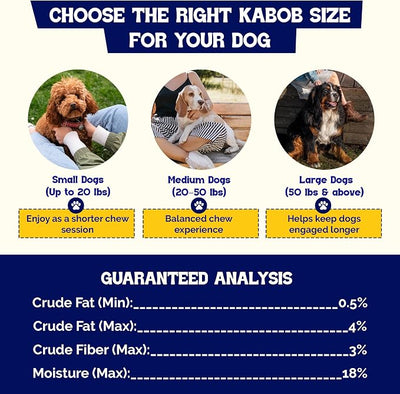Beefeaters Triple Flavor Beefhide Kabobs 1.58oz (12 Pack) Dog Treats with Real Chicken, Liver & Sweet Potato – Long-Lasting Dog Kabob Treats for Chewing, Dental Support*, Flavor-Packed Treats