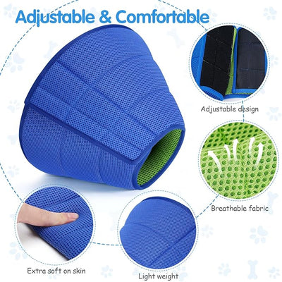 Soft & Comfortable Dog Cone Collar Alternative, Adjustable Cones Dogs to Stop Licking, Beathable Fabric Elizabethan Collars, Head Cone of Shame for After Surgery Recovery (M)