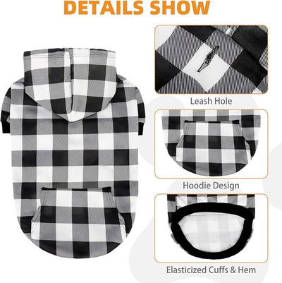 KOOLTAIL Plaid Dog Hoodie Pet Clothes Sweaters with Hat