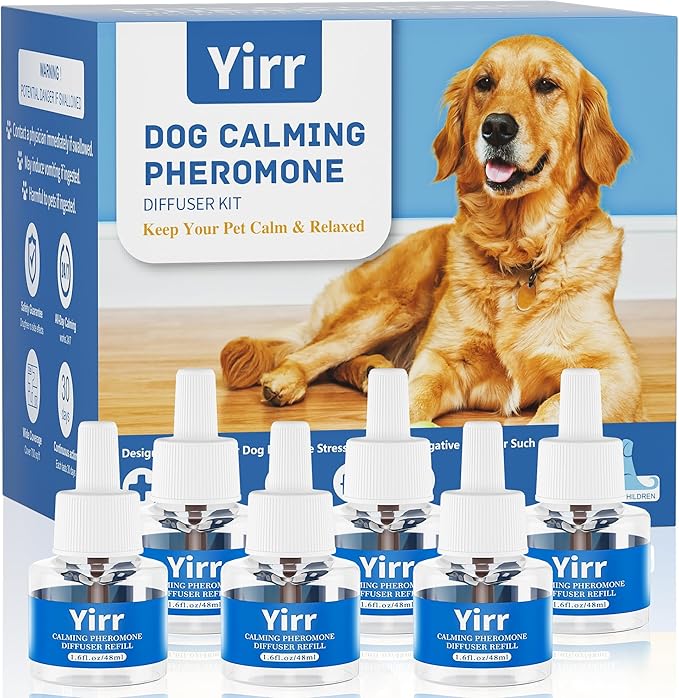 Dog Calming Diffuser Refills, Puppy Pheromones Calming Diffuser, Relaxing Pheromone for Dogs Relief Stress Anxiety Fighting Scratching Barking, Fit All Common Diffusers Plug in, 6 Pack(48ml)