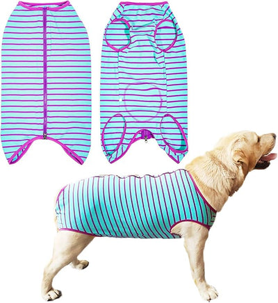 Dog’s Recovery Suit Post Surgery Shirt for Female Male Dog, E-Collar Alternative Wound Protective Clothes (Purple stripe-4xl)