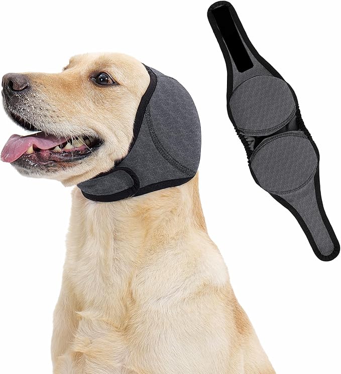 LIANZIMAU Quiet Ears for Dogs Comfort Calming Hoodie Dog Ear Covers for Noise & Anxiety Relief Ear Wraps for Dog Adjustable Dogs Ear Muffs Noise Protection Firework,Grooming and Force Drying