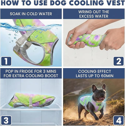 Spark Paws Dog Cooling Vest - SPF 50 UV Sun Protection - Summer Heat Relief Gear for Dogs, Lightweight, Evaporative Cooling - Dog Anxiety Relief Vest During Hot Days - Neon Purple - Size M