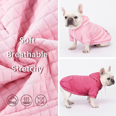 2 Pack Dog Hoodie Sweaters for Small Medium Dogs Warm Dog Clothes for Large Dogs Soft Waffle-Like Laminated Sweatshirt Bulldog (Pink+Rose, XXL (Back: 26",Chest: 34.5", Neck: 25"))