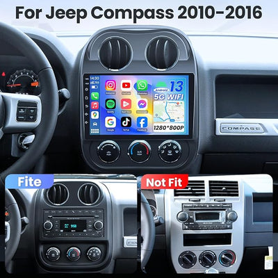 [8core] Car Radio Stereo for Jeep Patriot Compass 2010-2016: 10in 1280 * 800 IPS HD Touch Screen Replacement with Wireless CarPlay Android Auto GPS SWC Bluetooth WiFi FM AM Backup Camera