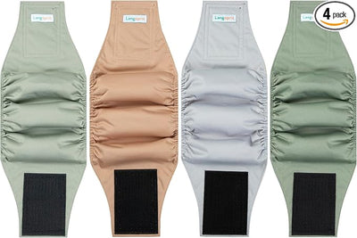 Male Dogs Diapers Belly Bands(4Pack), Washable Reusable Male Boy Doggy Wraps Panties for Doggie Puppy Pooping Potty Training Incontinence Marking Pañal para Perro Brown Gray Green Cyan Small