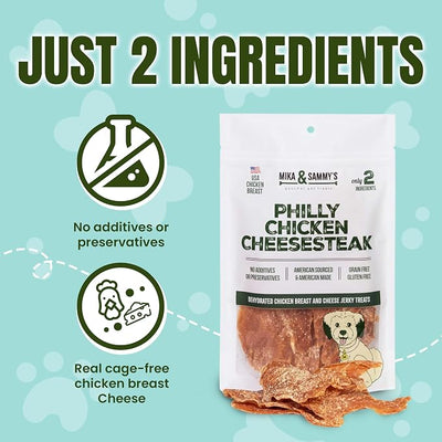 Gourmet Chicken Jerky Dog Treats - Made in USA only, Cage-Free, No Additives (Mika & Sammy's Chicken Cheese 12 oz)