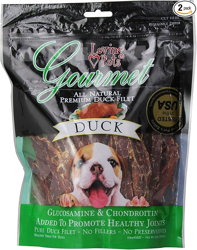 Loving Pets All Natural Premium Duck Filet Strips With Glucosamine & Chondroitin, Dog Treats, 12oz