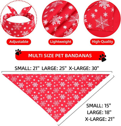 Christmas Dog Bandanas XLarge 2PCS, for Dog, Triangle Reversible Holiday Bandana for Boy Girl, Bibs Accessories for Large and Extra Large Dogs