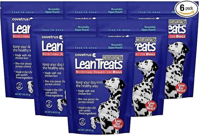 Covetrus Nutrisential Lean Treats for Dogs - Small, Medium & Large Dogs (K9) - Nutritional Low Fat, Bite-Size - Soft Chicken Flavor - 6 Pack - 4oz