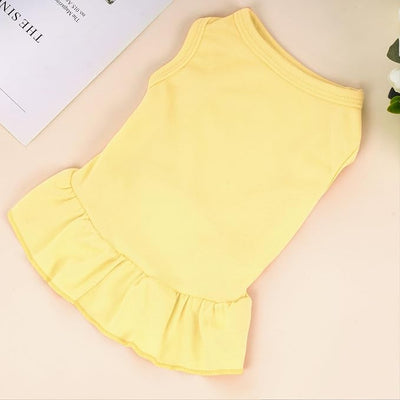 Dog Dresses Cat Skirt Solid Color Dog Clothes Summer Sleeveless Puppy Girl Clothes for Small Pet Dogs Cats (Yellow, Medium)