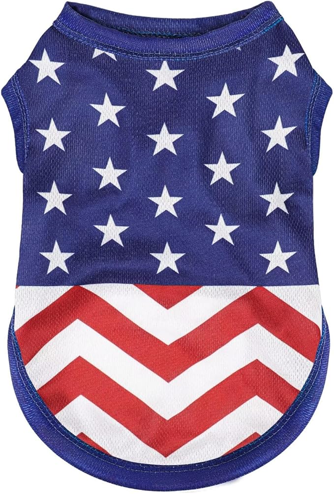 American Flag Inspired Dog Vest: Perfect Dog Shirt, Ideal Tank Top for Everyday Wear, Independence Day Celebrations Quality Materials for a Cute and Stylish Look Classic Blue Star XL
