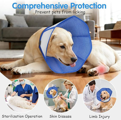 Upraded Dog Cone Collar After Surgery, Adjustable Soft Dog Cone, Soft Inner & Sturdy Protective Recovery Elizabethan Collar for Dogs to Stop Licking Wounds (XXL)