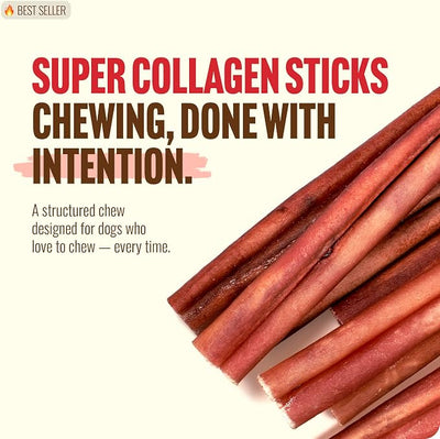 Natural Farm Odor-Free Super Collagen Dog Chews (3-5 Inch, 10-Pack) The First Ever Real Bull Sticks Alternative: 100% Natural Angus Hide Collagen Treats - More Protein, More Chew Time for All Dogs