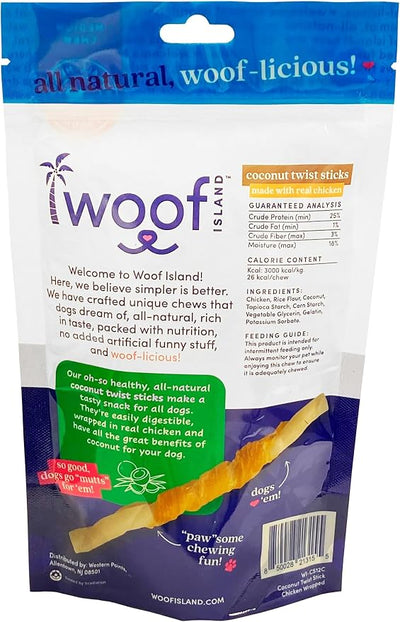 5" Coconut Chews - Premium, All Natural Coconut Dogs Treats - Healthy Puppy Treats & Vitamin Rich Rawhide Free Pet Chews - (with Real Chicken - 2 Pack)