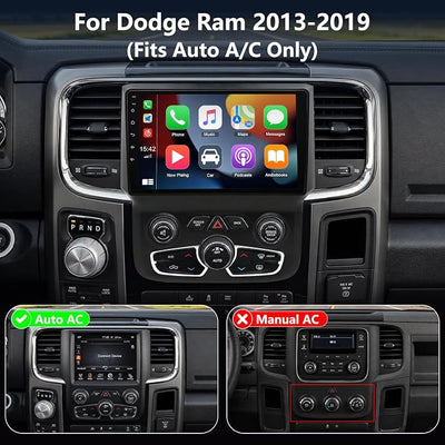 9" Touchscreen Car Stereo for Ram 2013-2019 with CarPlay & Android Auto | GPS Navigation, Bluetooth, SWC, FM/RDS, AHD Backup Camera, Android 13 OS, 2+32GB