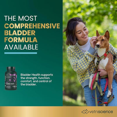 VetriScience Bladder Health Chewable Tablets, Bladder Strength Urinary Tract Supplement for Dogs, Reduce Urine Leakage and Overactive Bladder, with Soy Protein and Saw Palmetto, Smoke, 90 Count
