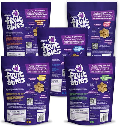 Fruitables Baked Crunchy Pumpkin Dog Treats, 7oz, Variety Pack of 10