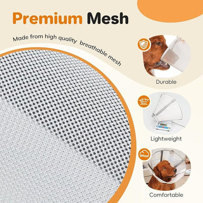 Breathable Mesh Dog Cone Collar for Surgery, Soft Elizabethan Recovery Alternative to Stop Licking,Pet Neck Collar for Large Medium Small Breeds, L