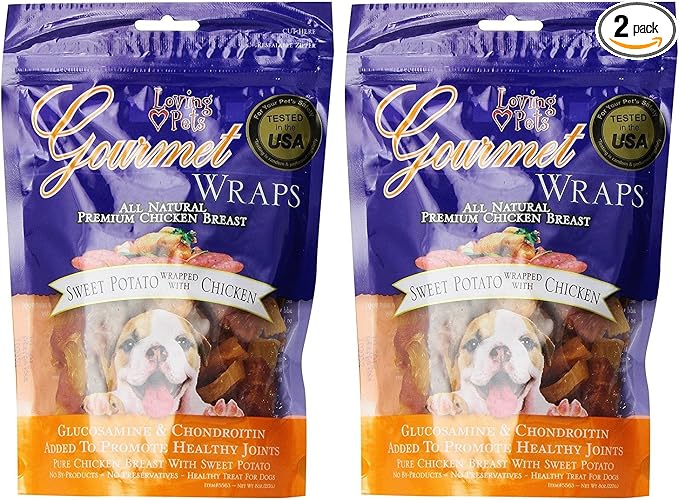 Loving Pets Gourmet Sweet Potato & Chicken Wraps Dog Treats with Glucosamine and Chondroitin, 2 Count
