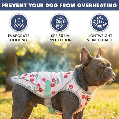 Spark Paws Dog Cooling Vest - SPF 50 UV Sun Protection - Summer Heat Relief Gear for Dogs, Lightweight, Evaporative Cooling - Dog Anxiety Relief Vest During Hot Days - Cherries - Size 3XL