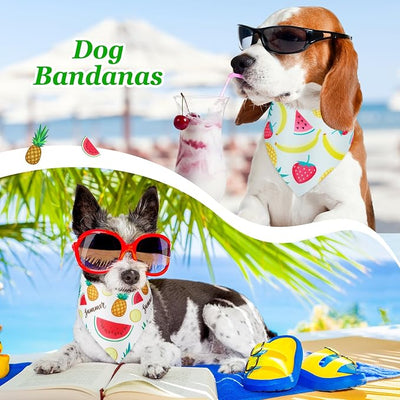 Weewooday 50 Pcs Fruit Dog Bandanas Bulk for Summer Soft Bibs Adjustable Triangle pet Bandana for Small Medium Large Costume(Fruits Pattern, 19.7 x 13.8 x 13.8 Inch)