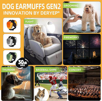 derYEP Dog Earmuffs GEN2 for Hearing Protection 30dB NRR Ear Muffs Noise Protection (Large, Nocturne Grey)